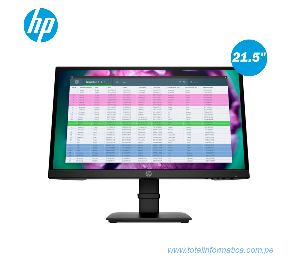 MONITOR HP P22 G4 1A7E4AA 21.5" FHD, 1920 X 1080, HDMI, DP, VGA - imagen 1