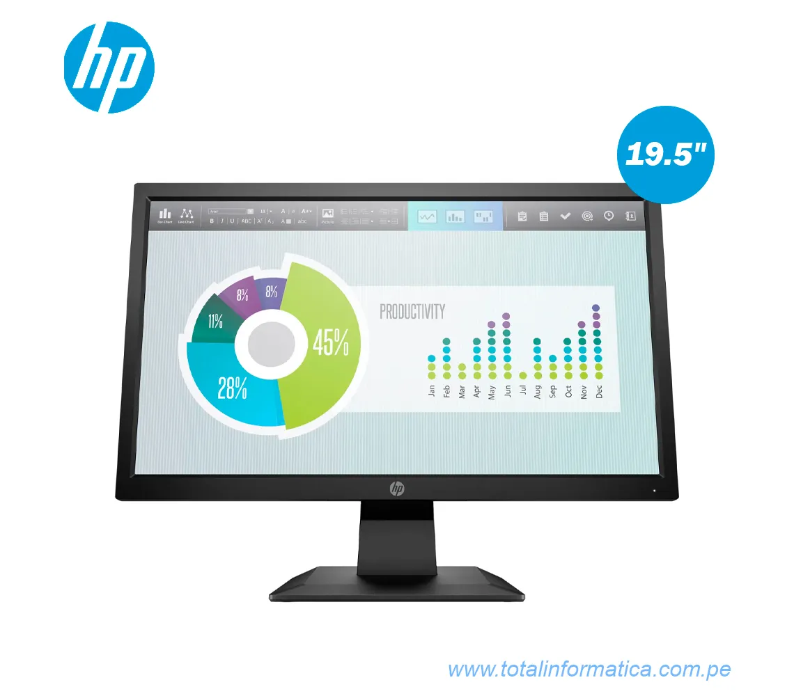 MONITOR HP P204V 5RD66AA 19.5" HD, 1600 X 900 A 60HZ, TN LED, HDMI VGA  - imagen 1