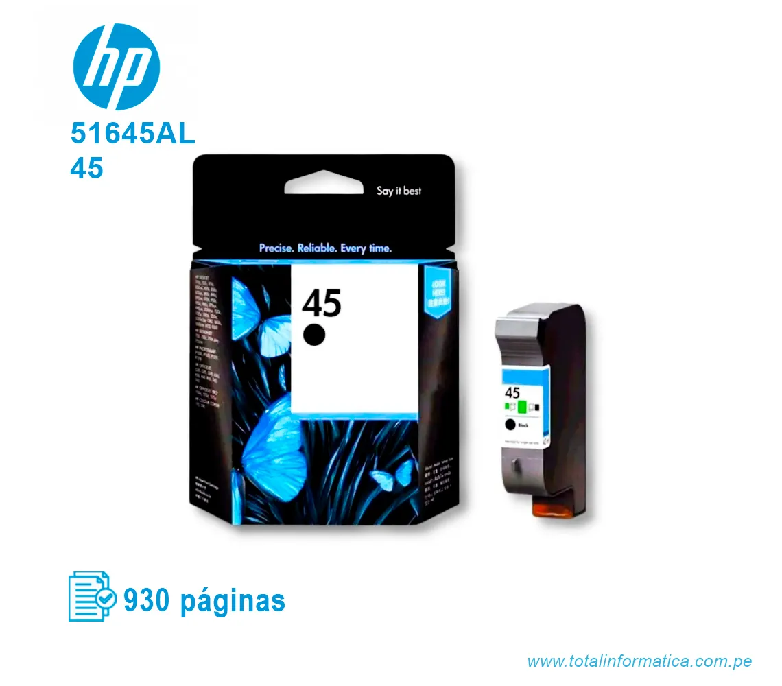 TINTA HP 45 BLACK ( 51645AL ) DESKJET 5740, 930 PGS - imagen 2