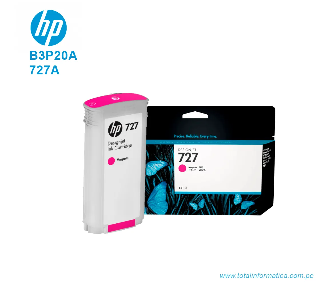 TINTA HP 727A MAGENTA ( B3P20A ) DESIGNJET T1500, T2500, 130ML - imagen 2