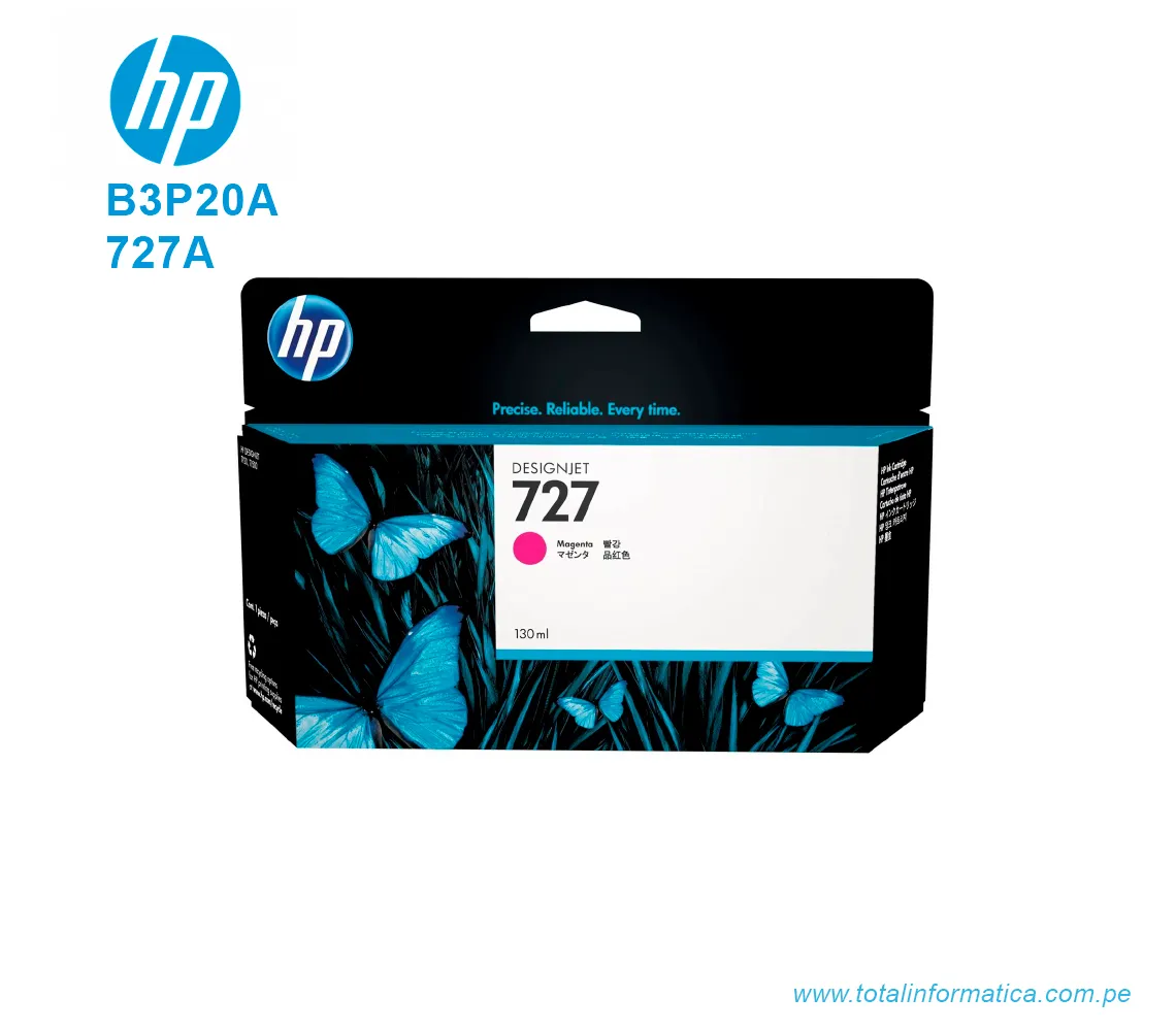 TINTA HP 727A MAGENTA ( B3P20A ) DESIGNJET T1500, T2500, 130ML - imagen 1