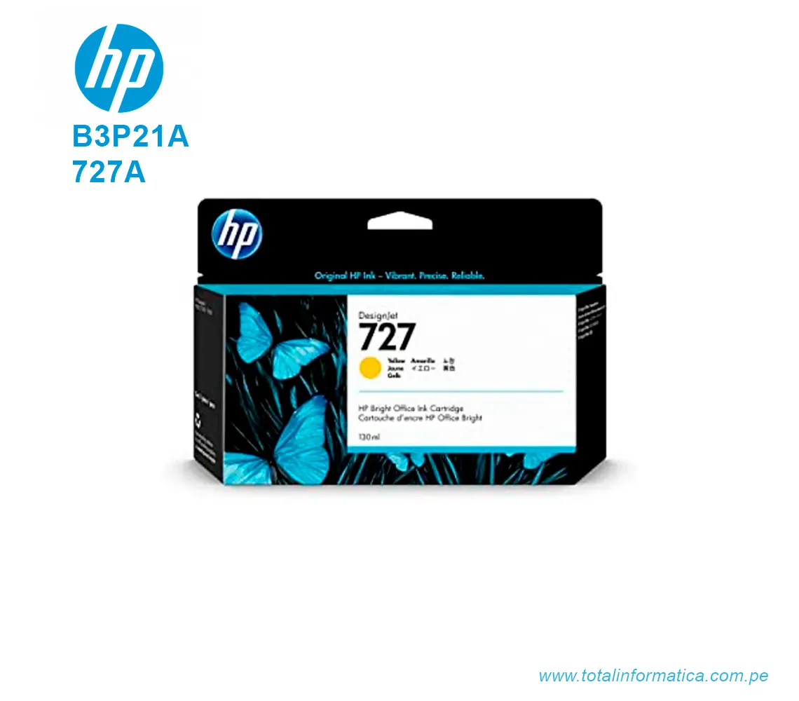 TINTA HP 727A YELLOW ( B3P21A ) DESIGNJET T1500, T2500, 130ML - imagen 1