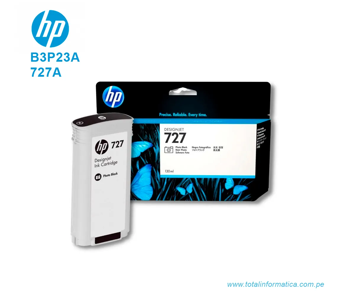 TINTA HP 727A PHOTO BLACK ( B3P23A ) DESIGNJET T1500, T2500, 130ML - imagen 2