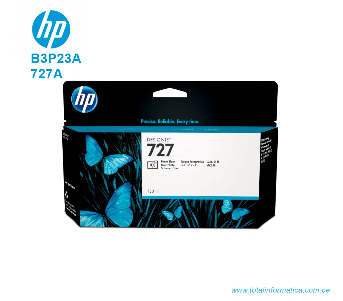TINTA HP 727A PHOTO BLACK ( B3P23A ) DESIGNJET T1500, T2500, 130ML - imagen 1