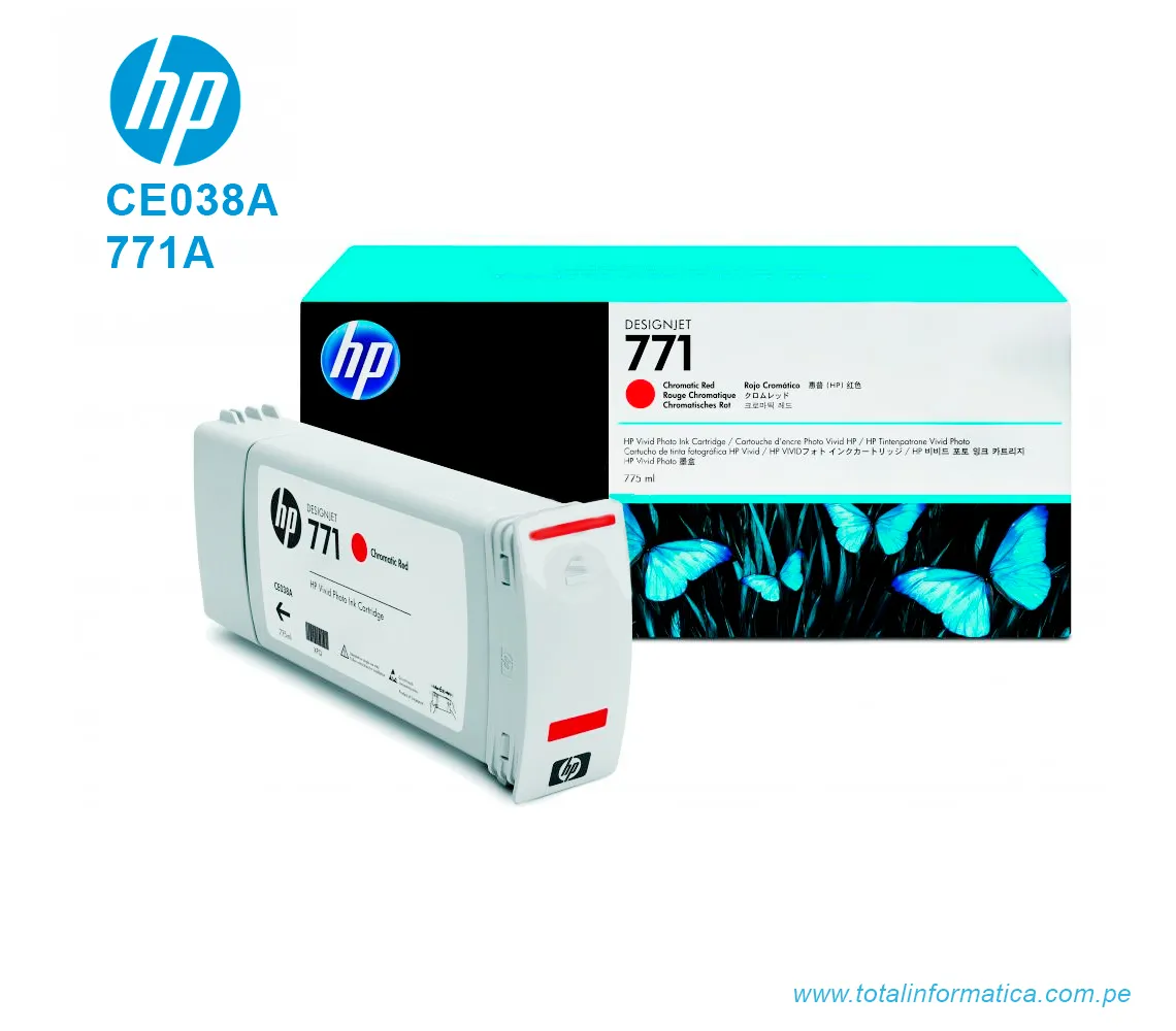 TINTA HP 771A B6Y16A CHROMTC RED ( CE038A ) 775 ML - imagen 2