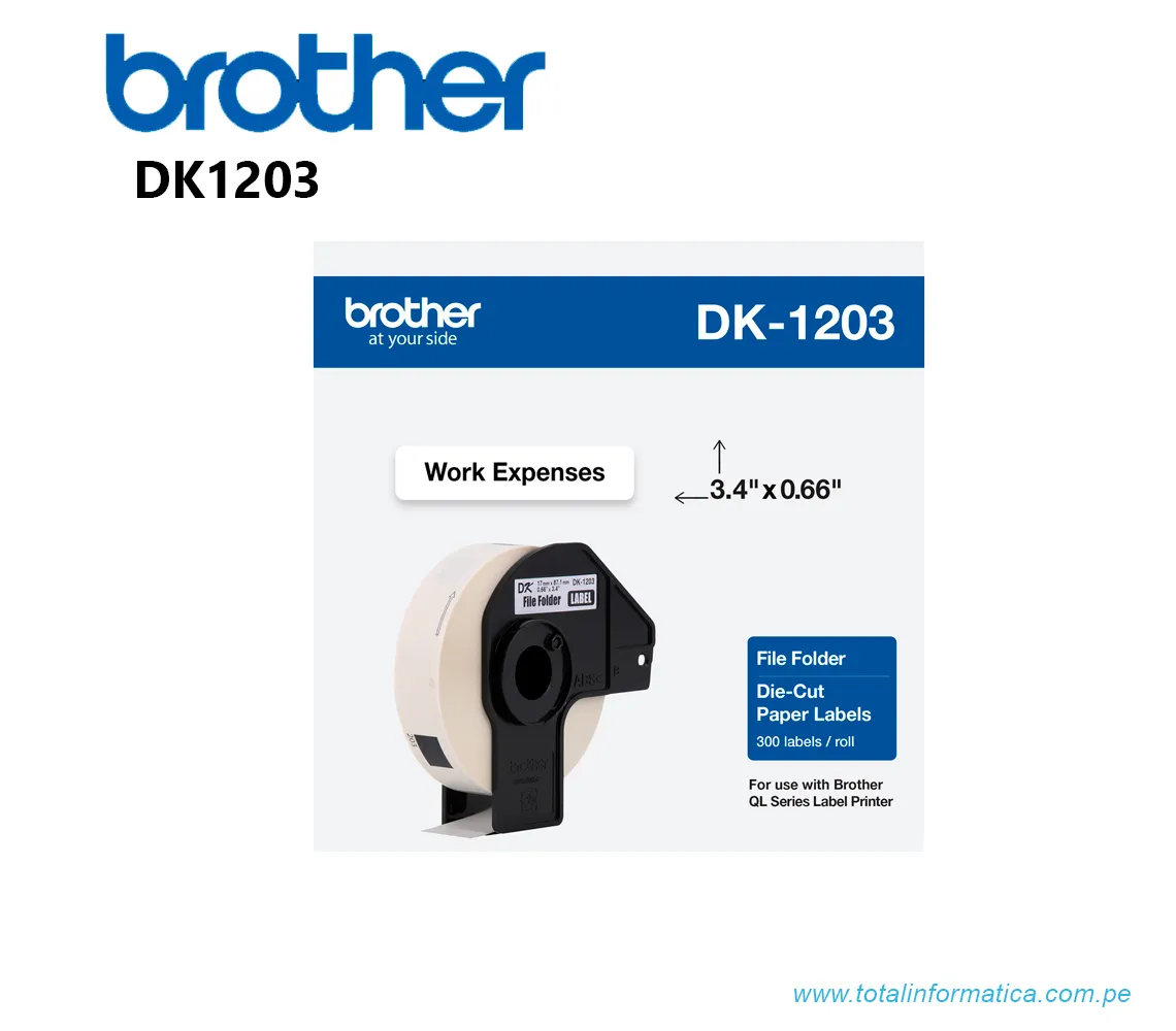 ROLLO DE PAPEL BROTHER DK1203, 300 LABELS - imagen 1