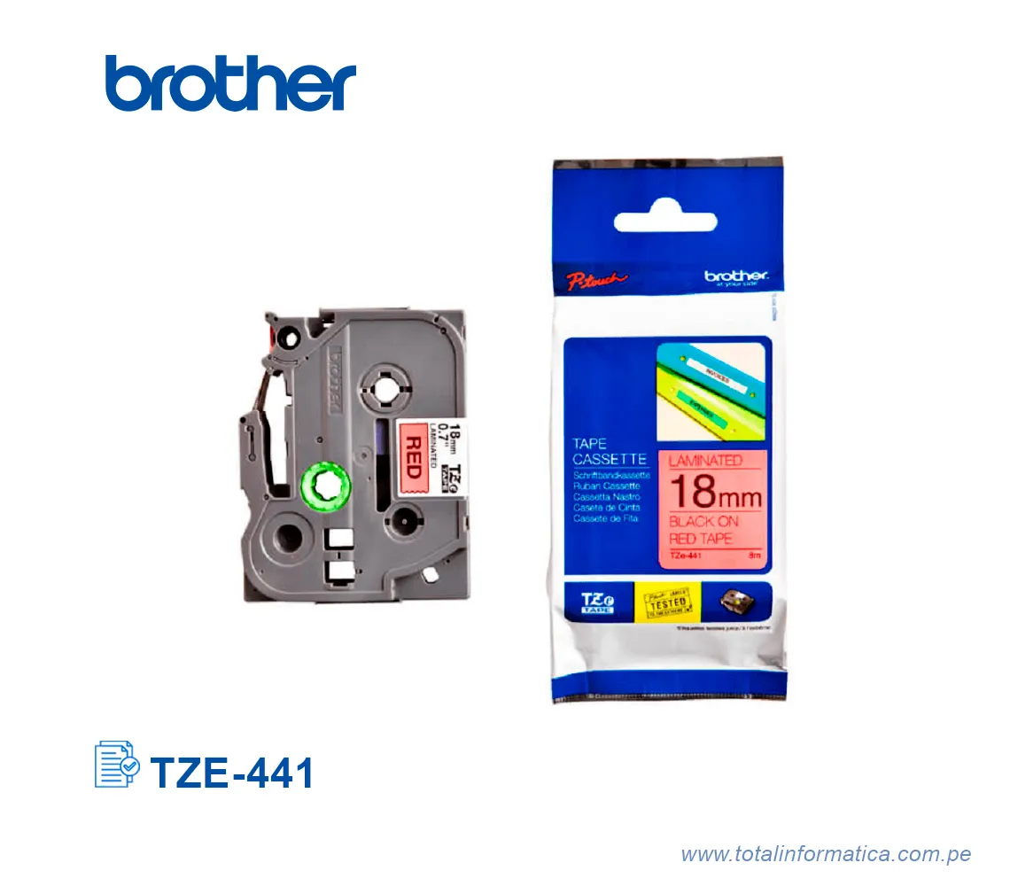CINTA BROTHER TZE-441/TZE441 BLACK ON RED 18MM - imagen 2