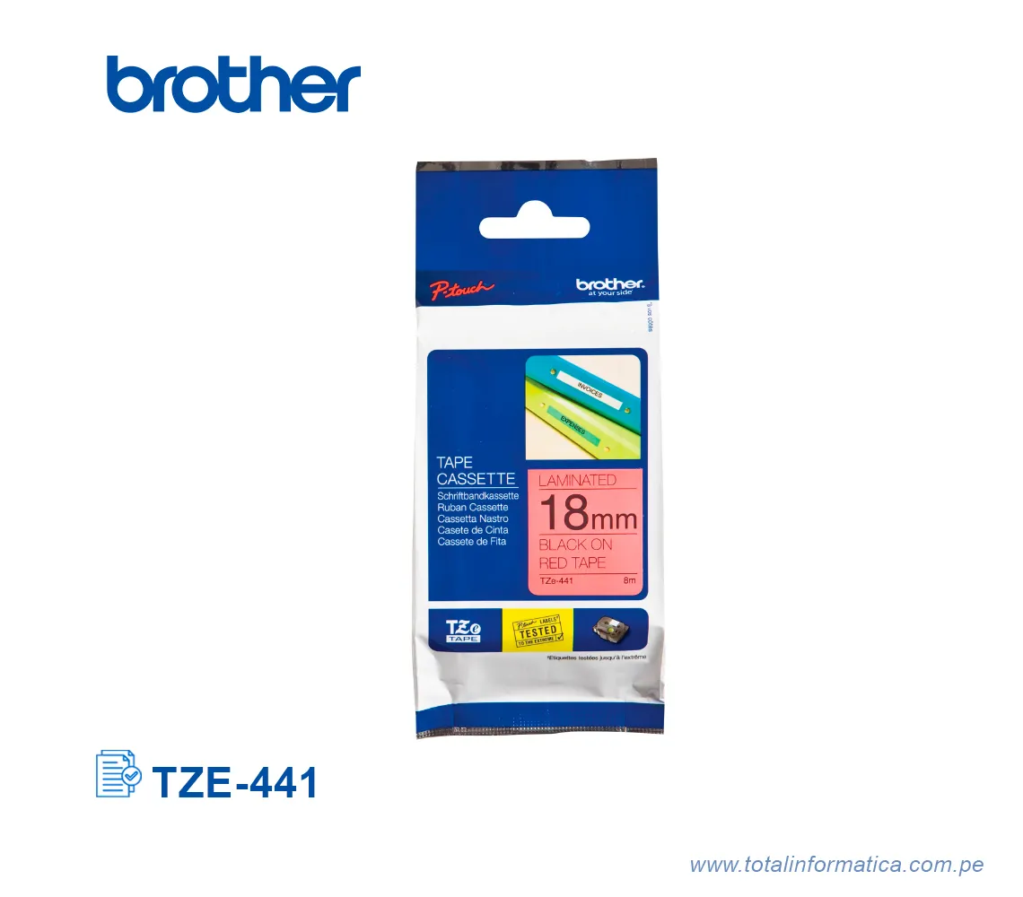 CINTA BROTHER TZE-441/TZE441 BLACK ON RED 18MM - imagen 1