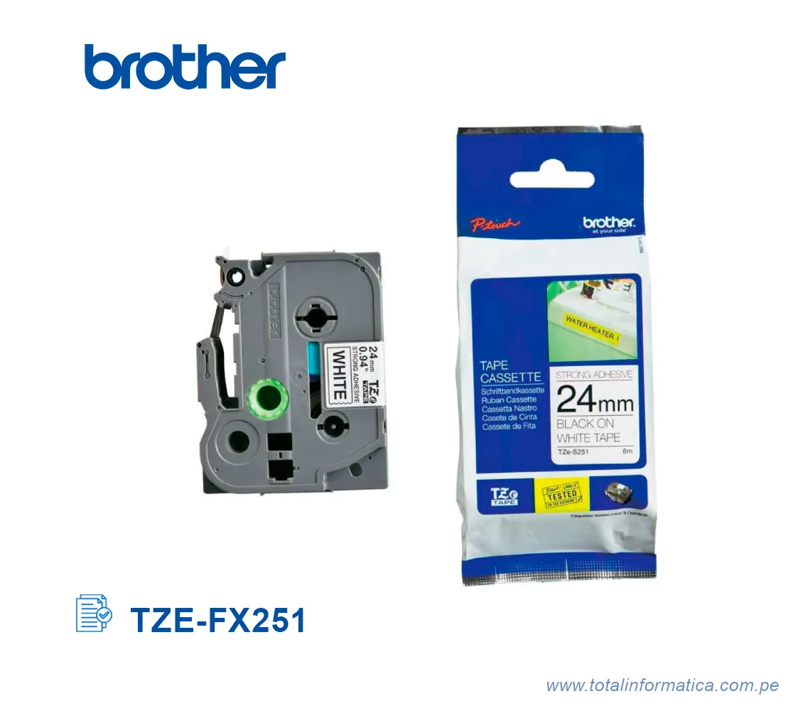 CINTA BROTHER TZEFX251/TZE-FX251 NEGRA SOBRE FONDO BLANCO     - imagen 2