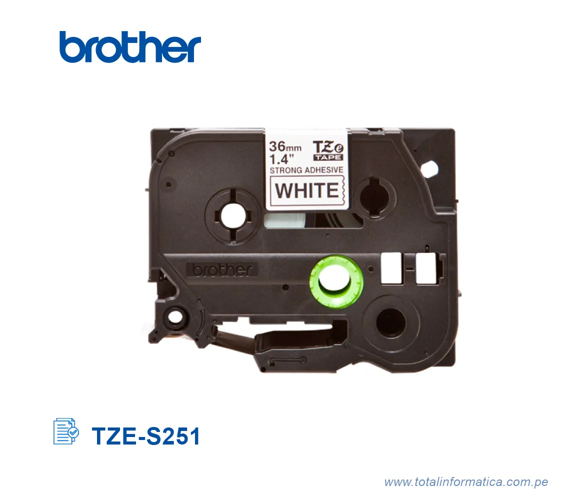 CINTA BROTHER TZE-S251/TZES251 24MM, BLACK ON WHITE  INDUSTRIAL 1" - imagen 2