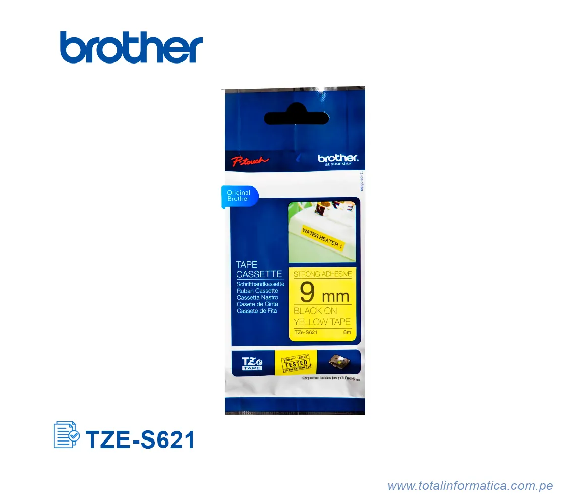 CINTA BROTHER TZE-S621 BLACK ON YELLOW 3/8" - imagen 1