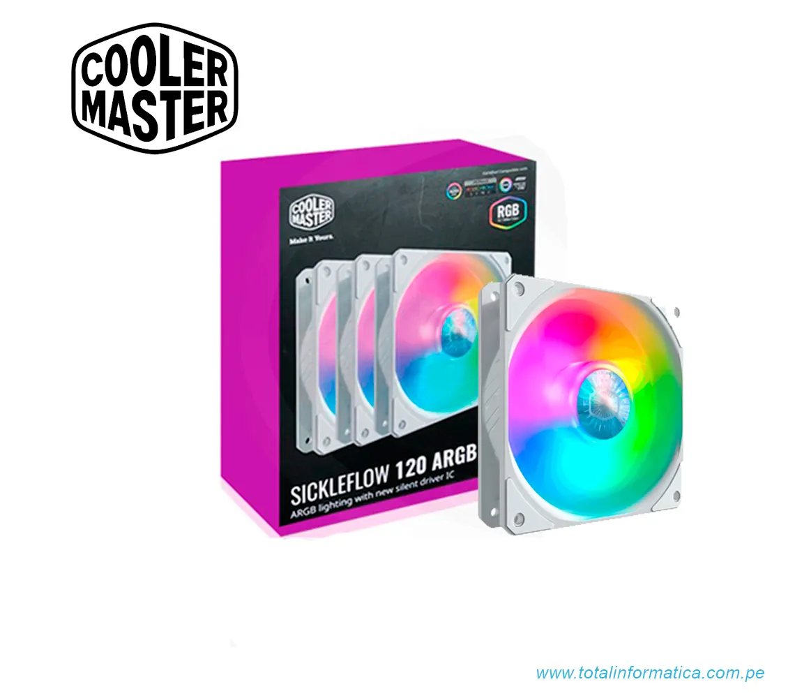 COOLER MASTER SICKLEFLOW 120 ARGB 3 IN 1 WHITE EDITION - imagen 1
