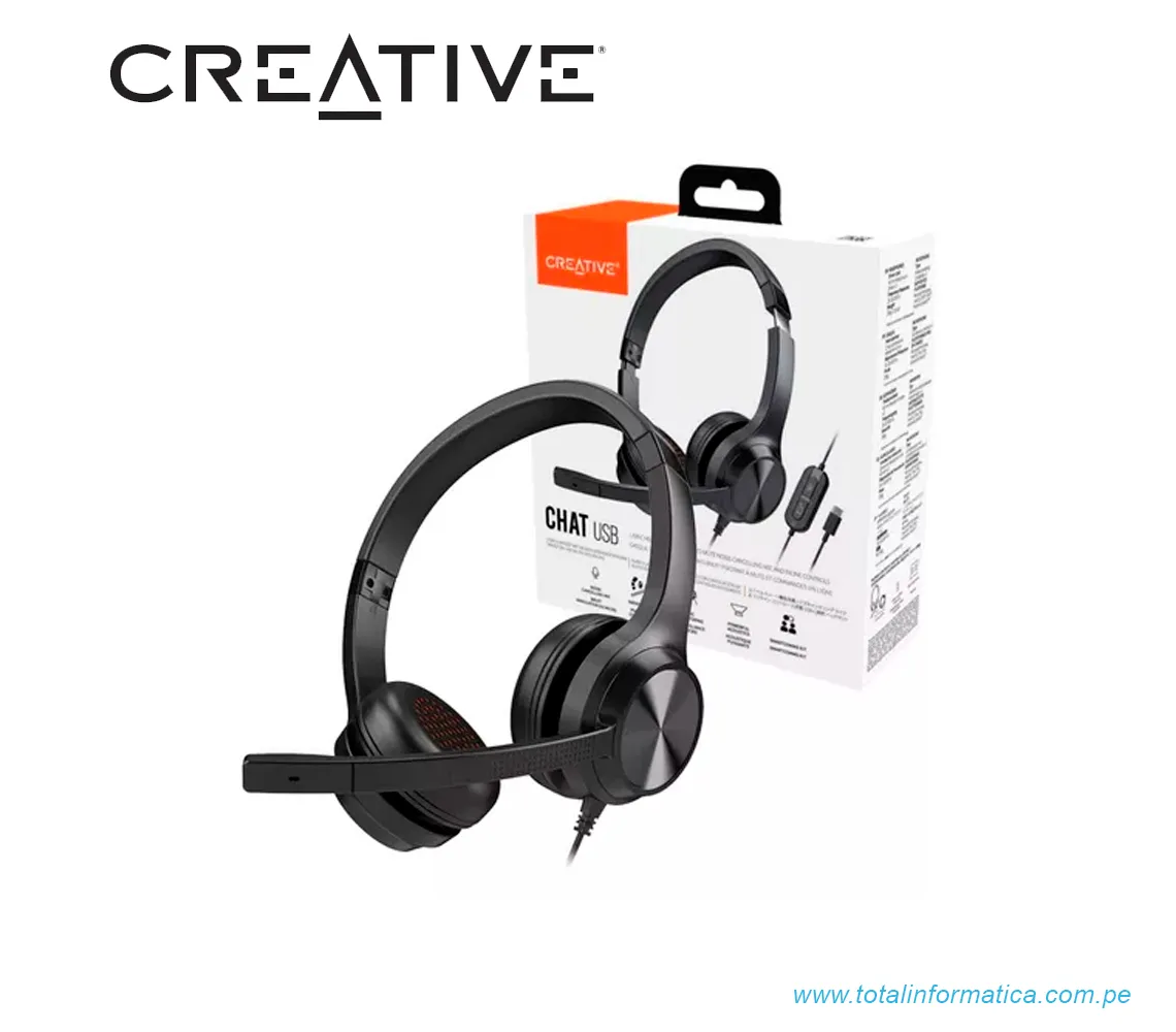 AUDIFONO CON MICROFONO CREATIVE CHAT USB-C, NOISE-CANCELLING MUTE, COLOR NEGRO(51EF0980AA000) - imagen 2