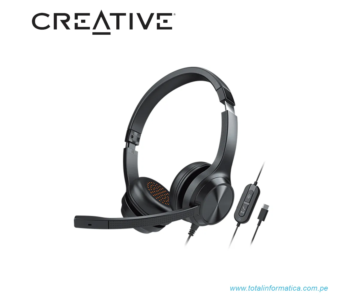 AUDIFONO CON MICROFONO CREATIVE CHAT USB-C, NOISE-CANCELLING MUTE, COLOR NEGRO(51EF0980AA000) - imagen 1
