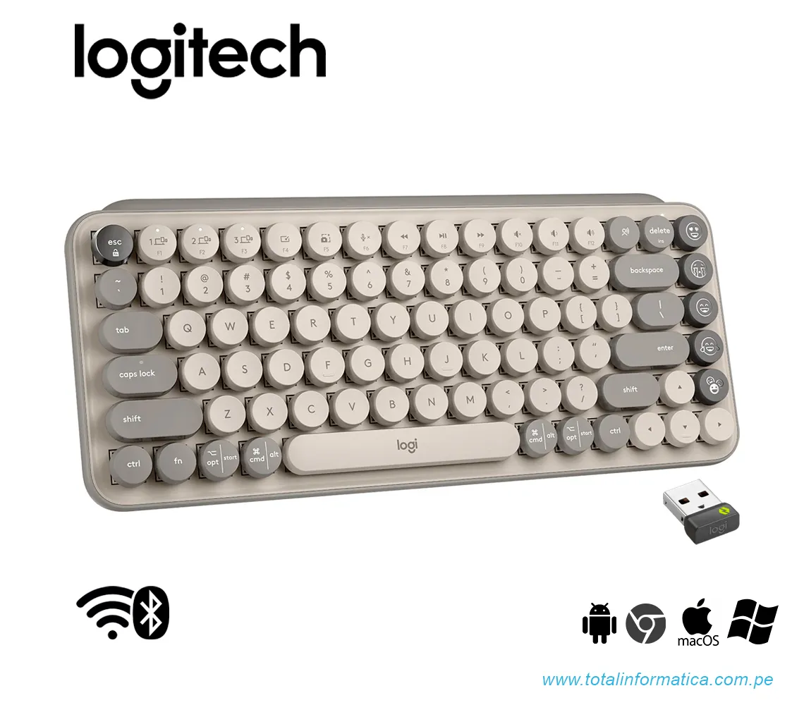 TECLADO LOGITECH POP KEYS, MULTI-DISPOSITIVO, INALAMBRICO/BLUETOOTH, LILA(920-011518) - imagen 1