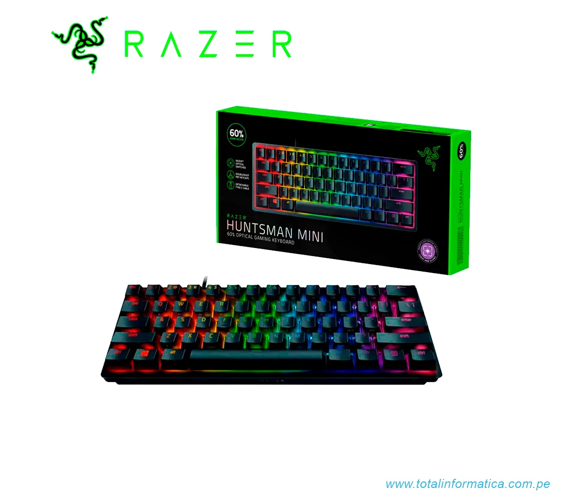 TECLADO GAMING RAZER HUNTSMAN MINI, OPTO MECHANICAL, SWITCH PURPLE, CHROMA RGB, USB-C, NEGRO(RZ03-03392900-R311) - imagen 2