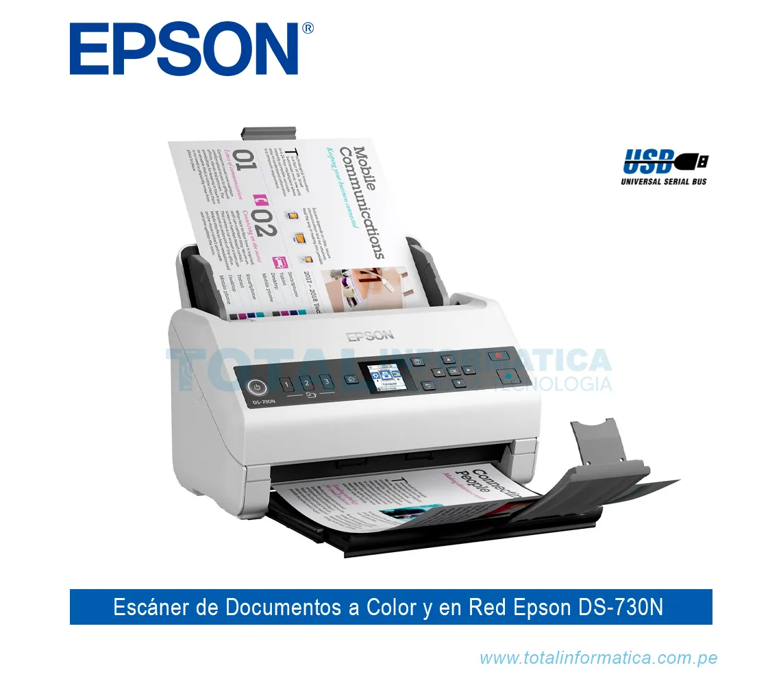 ESCÁNER A COLOR EPSON WORKFORCE DS-730N A4, 1200DPI, 80IPM - imagen 2
