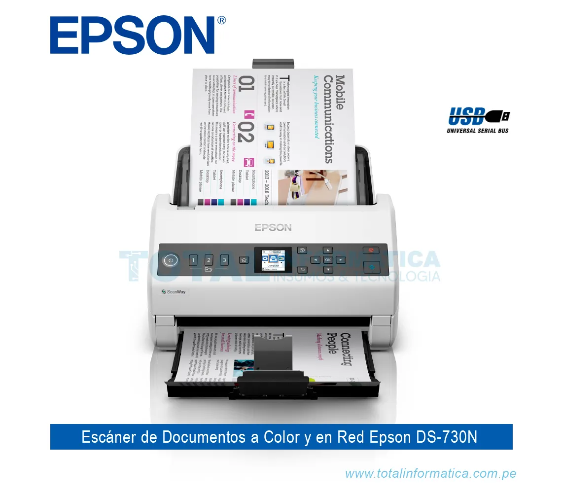 ESCÁNER A COLOR EPSON WORKFORCE DS-730N A4, 1200DPI, 80IPM - imagen 1