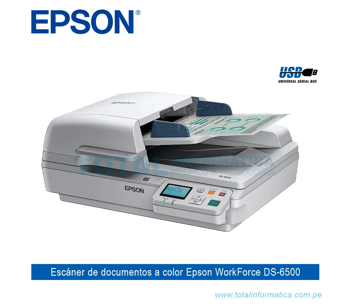 ESCÁNER A COLOR EPSON WORKFORCE DS-6500 A4, 1200DPI, 25PPM - imagen 2