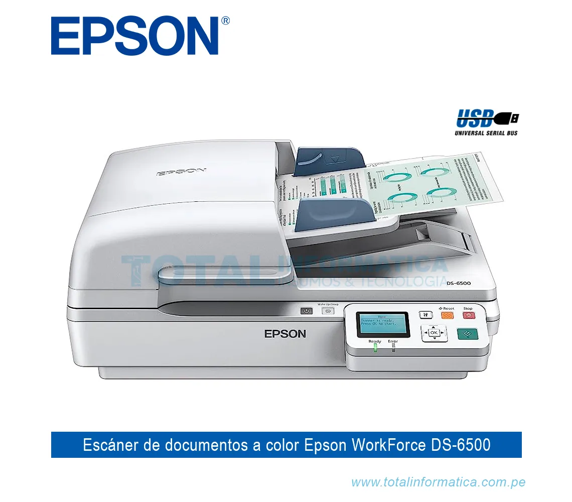 ESCÁNER A COLOR EPSON WORKFORCE DS-6500 A4, 1200DPI, 25PPM - imagen 1