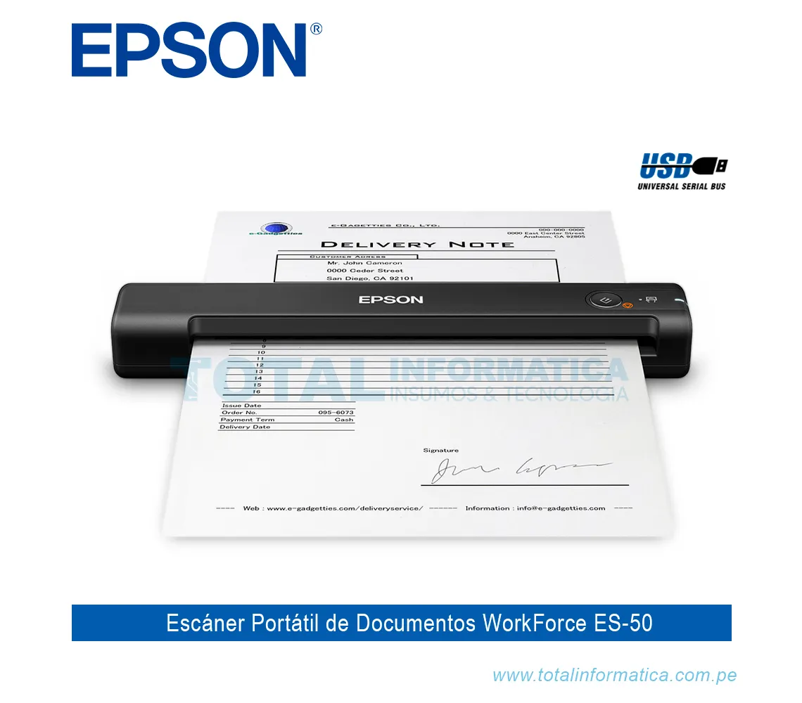 ESCÁNER PORTATIL EPSON WORKFORCE ES-50 A4, 600DPI, 5.5PPM, USB - imagen 1