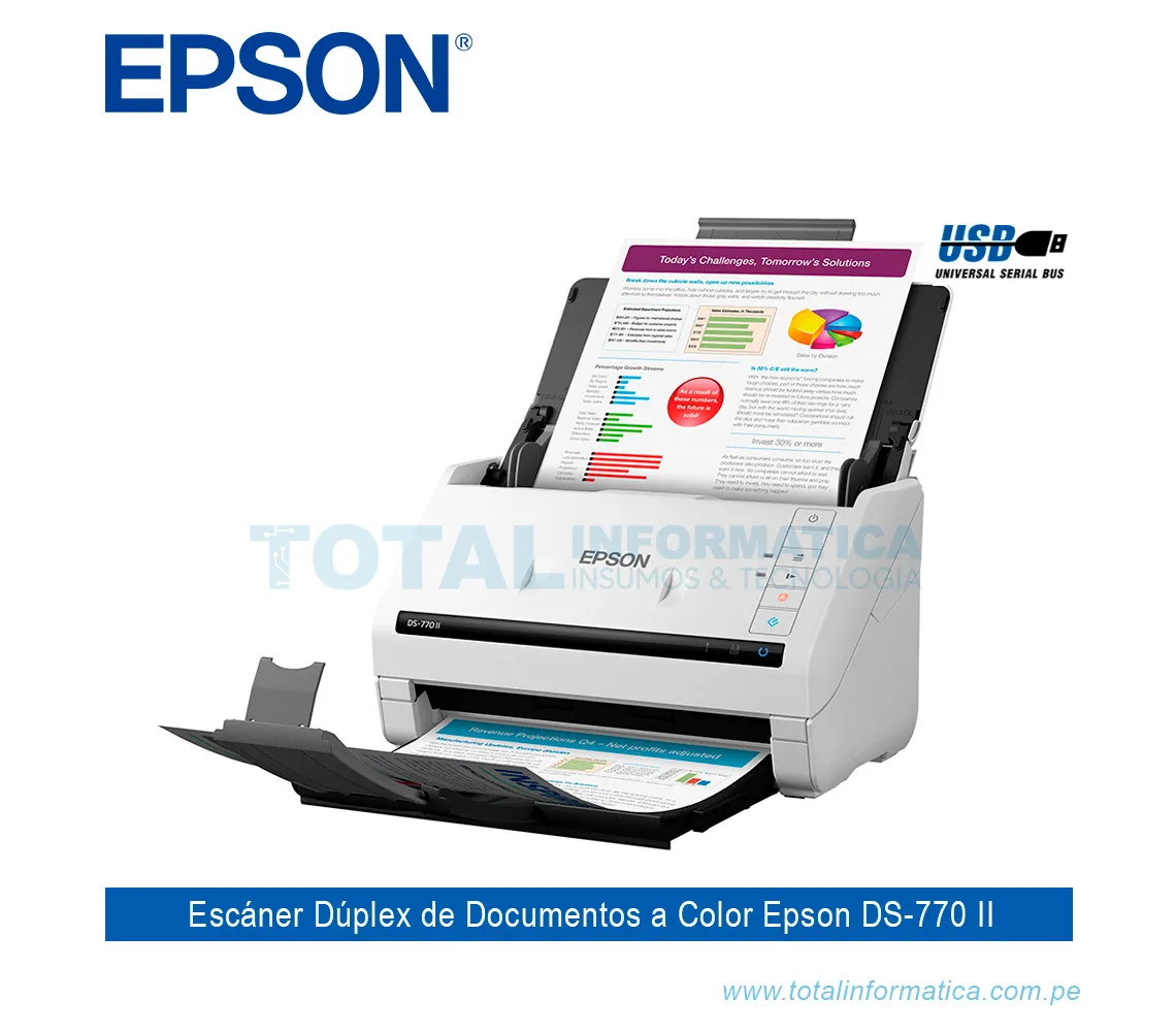 ESCÁNER DE DOCUMENTOS A COLOR EPSON DS-770II A4, 45PPM, USB - imagen 2