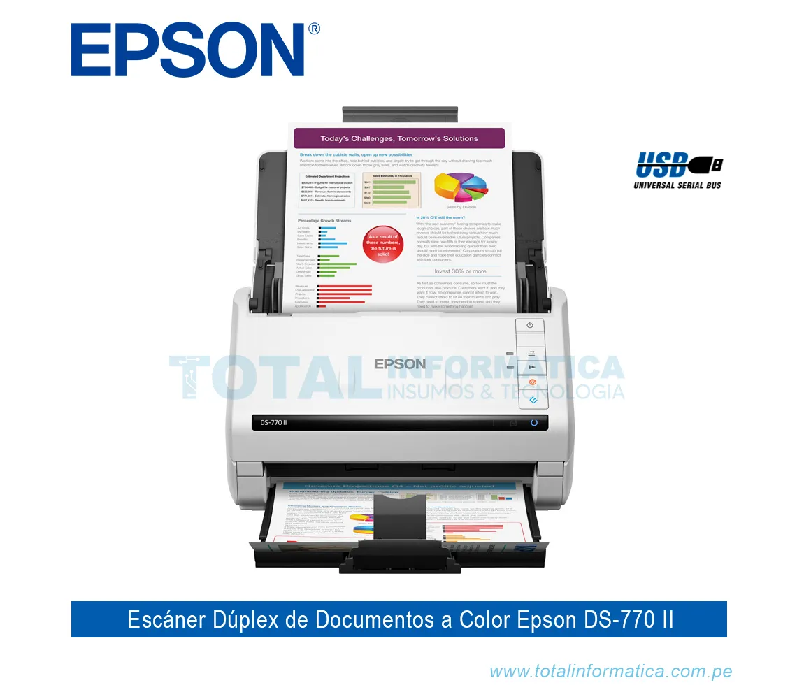 ESCÁNER DE DOCUMENTOS A COLOR EPSON DS-770II A4, 45PPM, USB - imagen 1