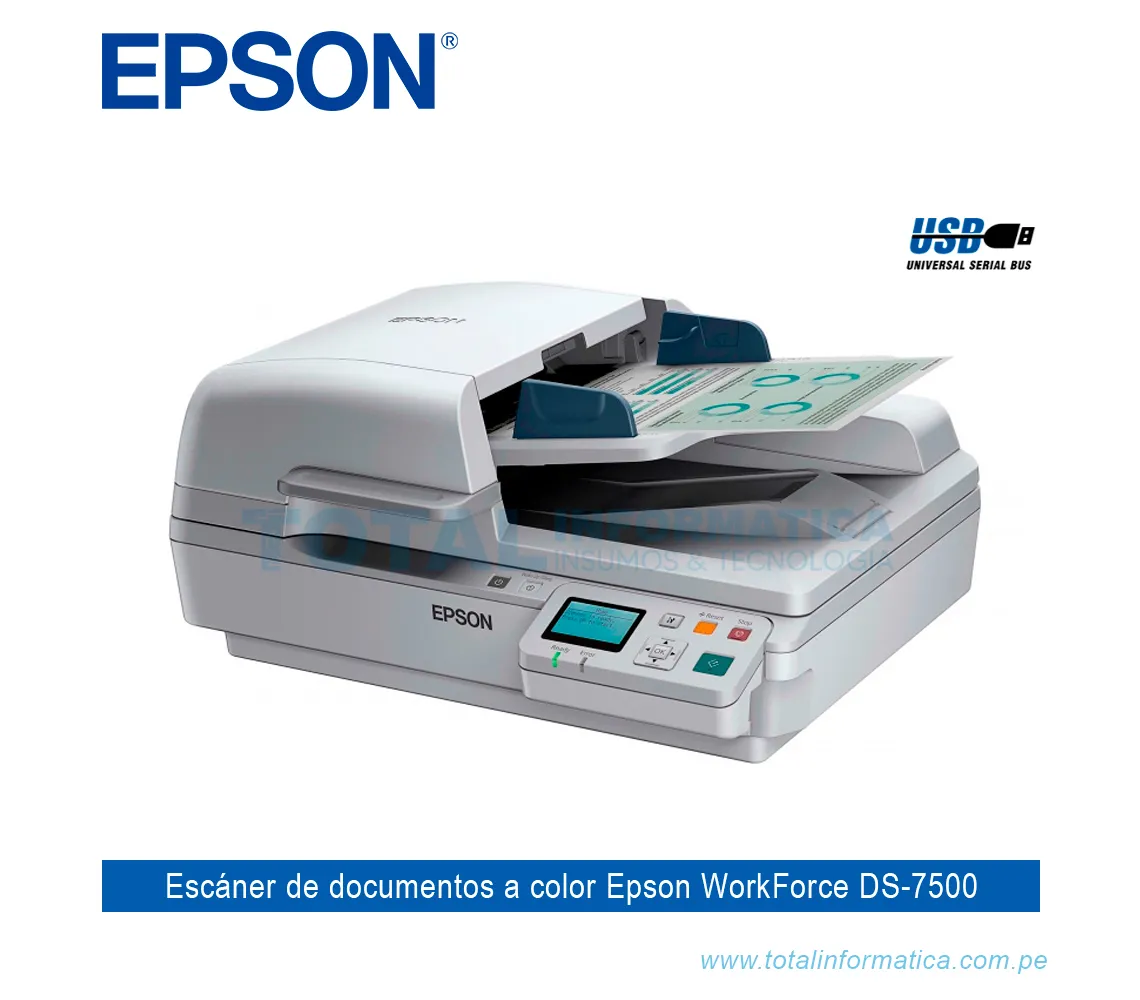 ESCÁNER A COLOR EPSON WORKFORCE DS-7500 A4, 1200DPI, 40PPM - imagen 2