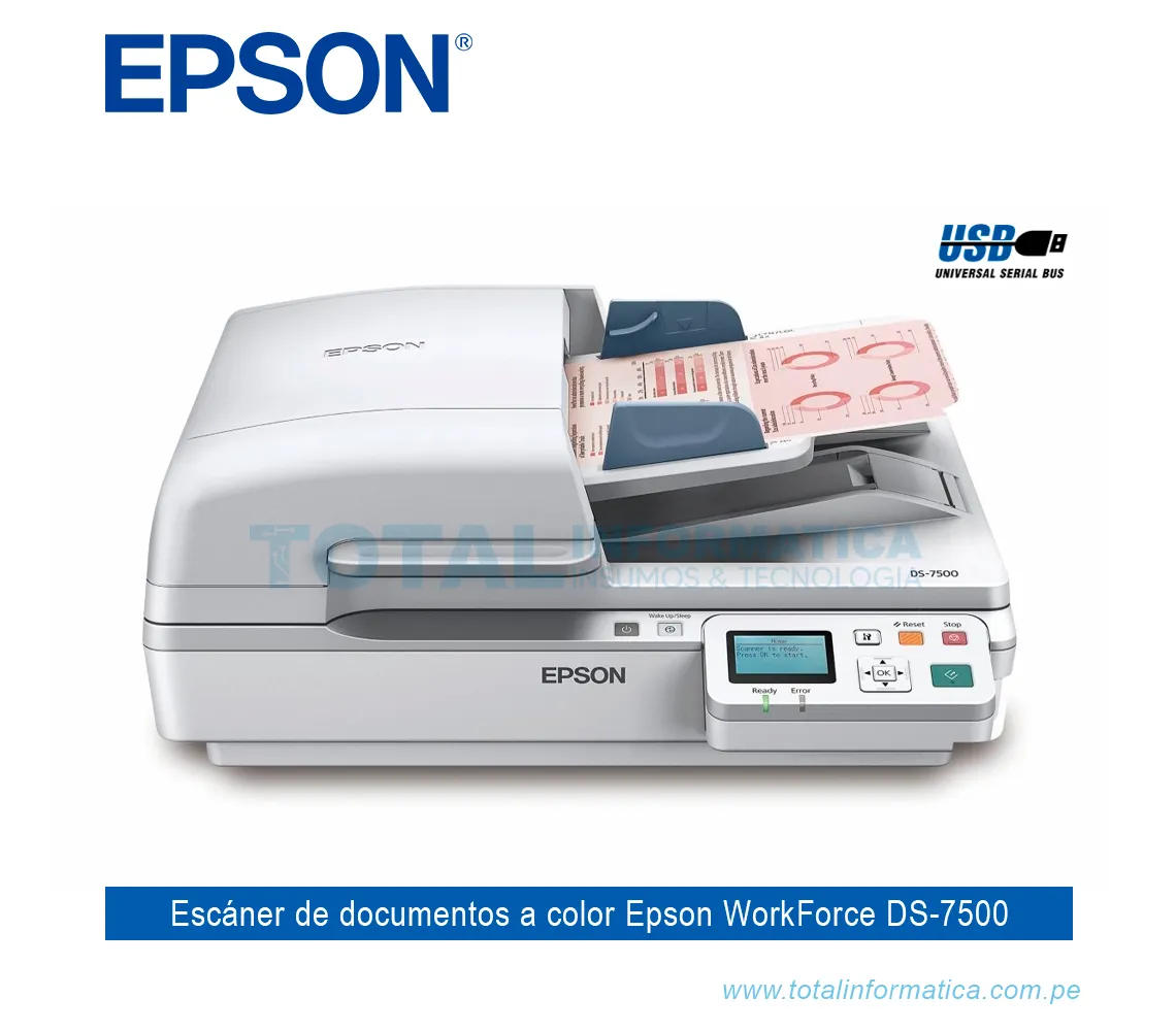 ESCÁNER A COLOR EPSON WORKFORCE DS-7500 A4, 1200DPI, 40PPM - imagen 1