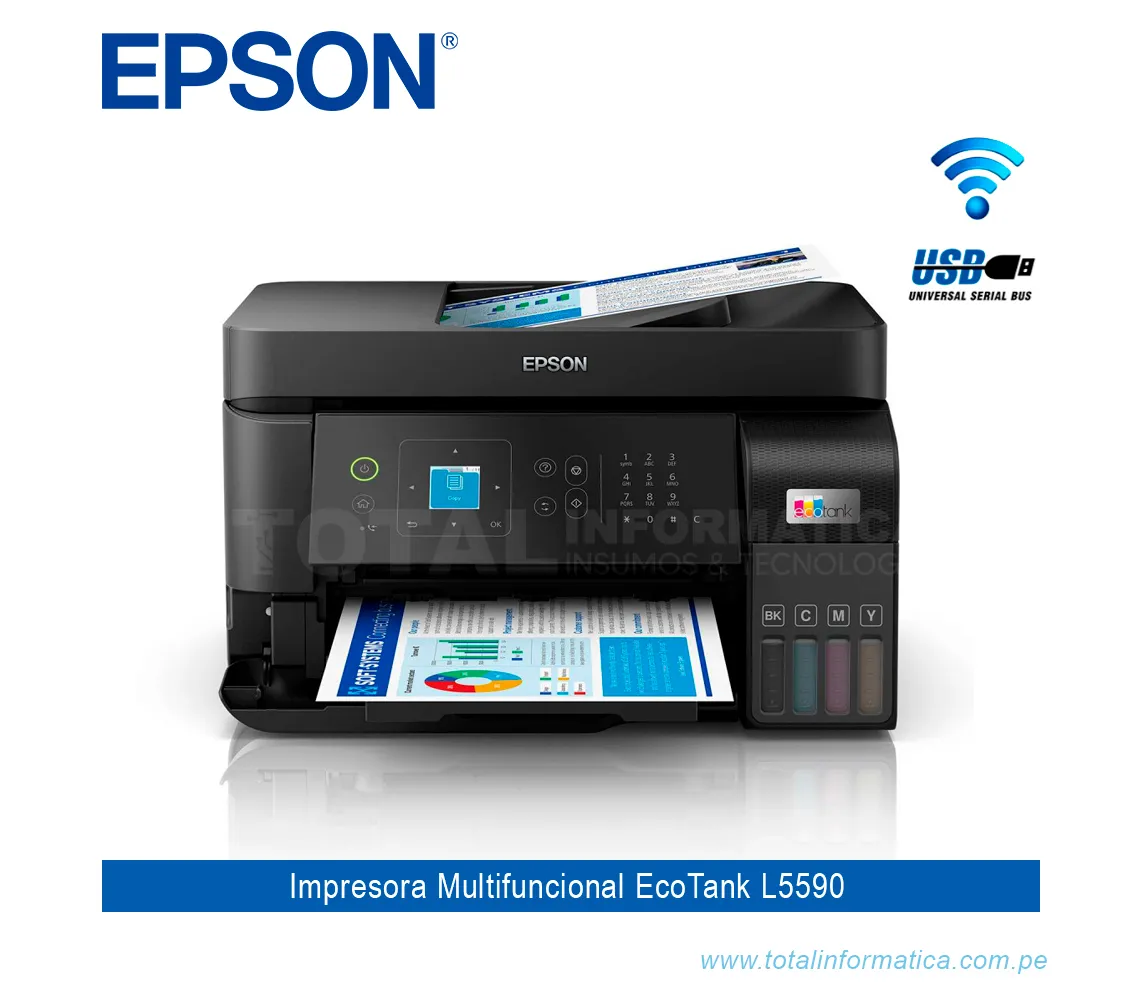 IMPRESORA MULTIFUNCIONAL ECOTANK L5590 WIFI, RED, FAX ( C11CK57303 ) - imagen 1