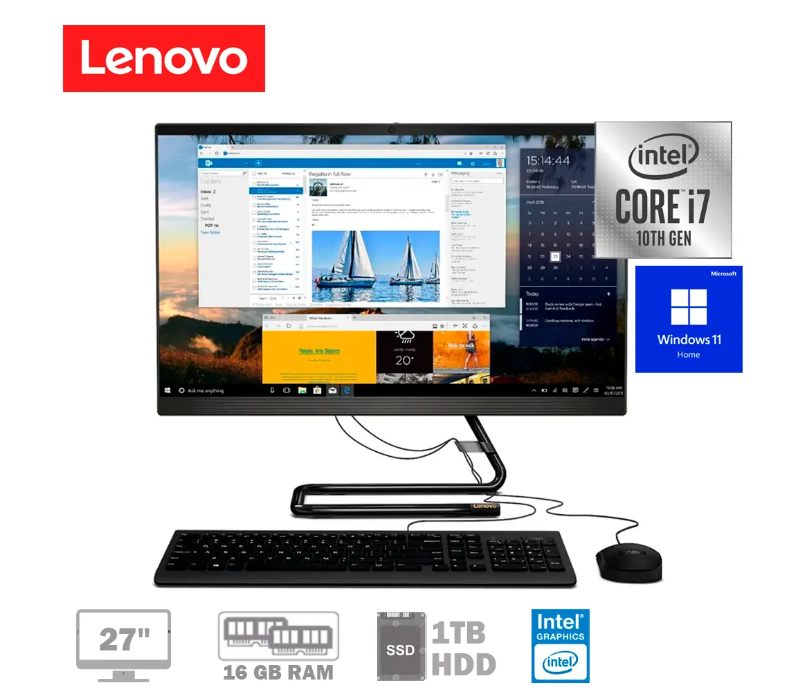 COMPUTADOR LENOVO IDEACENTRE 3 27IMB05 27" FHD, CORE I7-10700T 2GHZ, 16GB RAM, 1TB HDD, WINDOWS 10 HOME - imagen 1