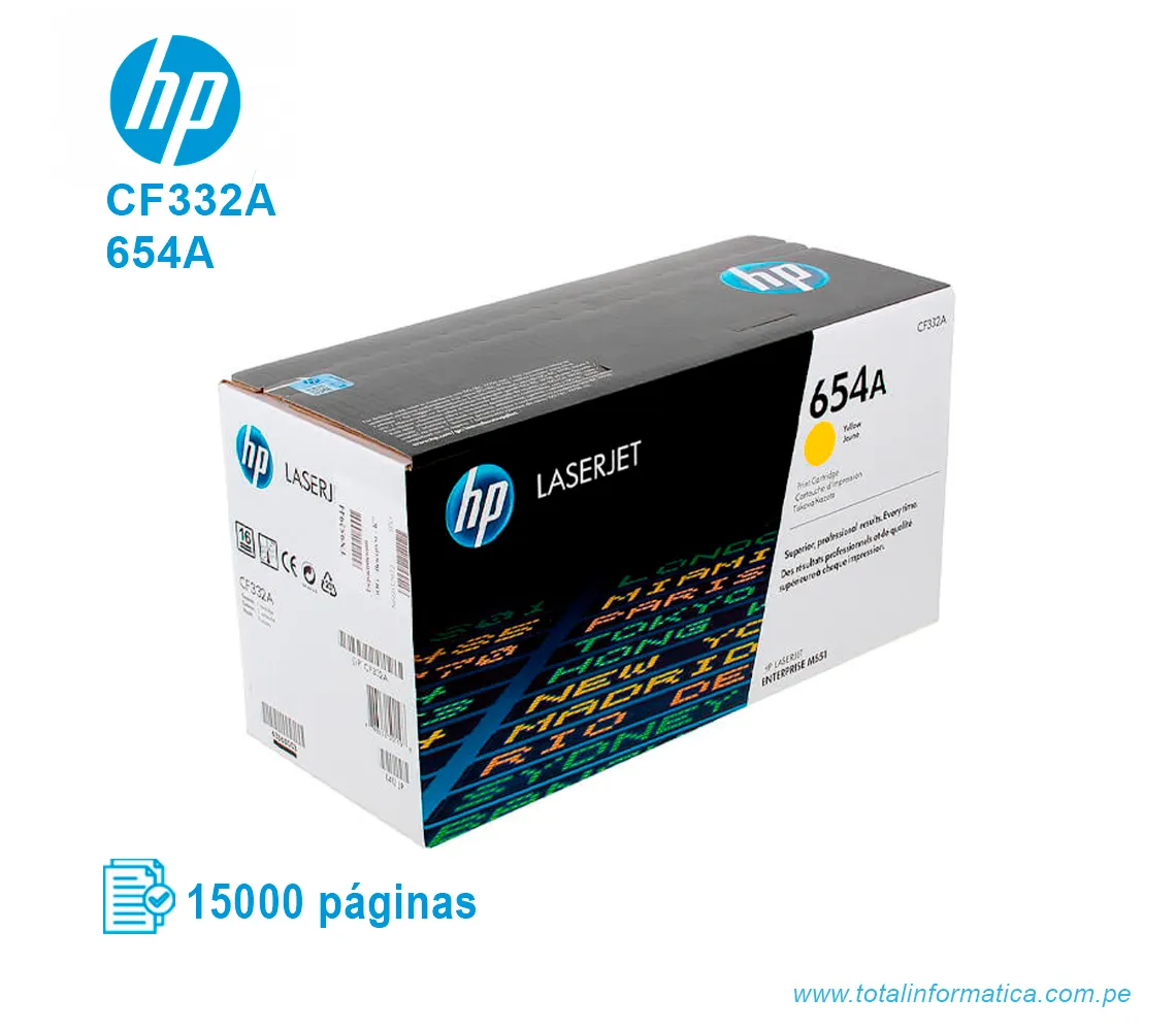 TONER HP 654A YELLOW ( CF332A ) LASERJET M651DN - imagen 2