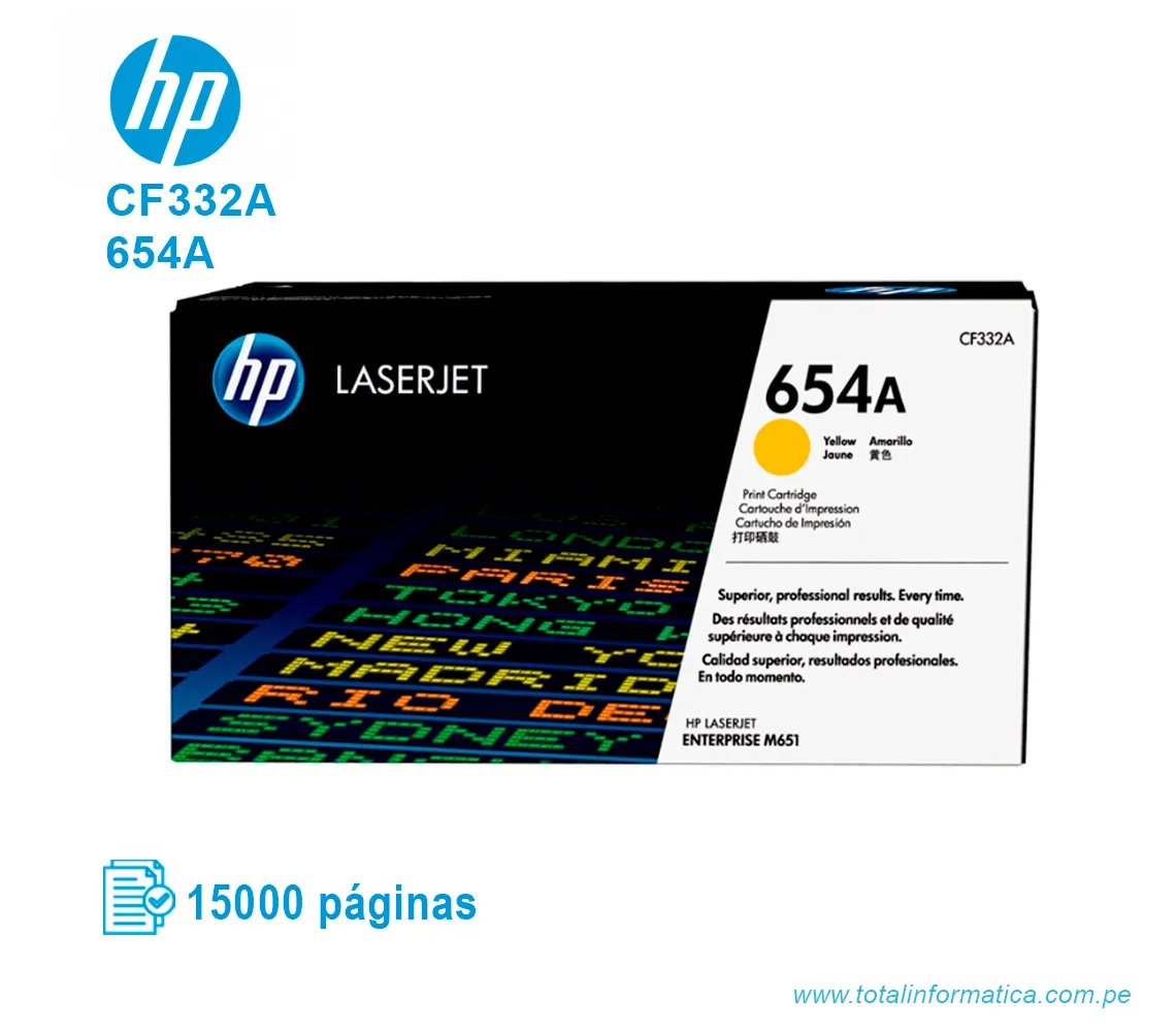 TONER HP 654A YELLOW ( CF332A ) LASERJET M651DN - imagen 1