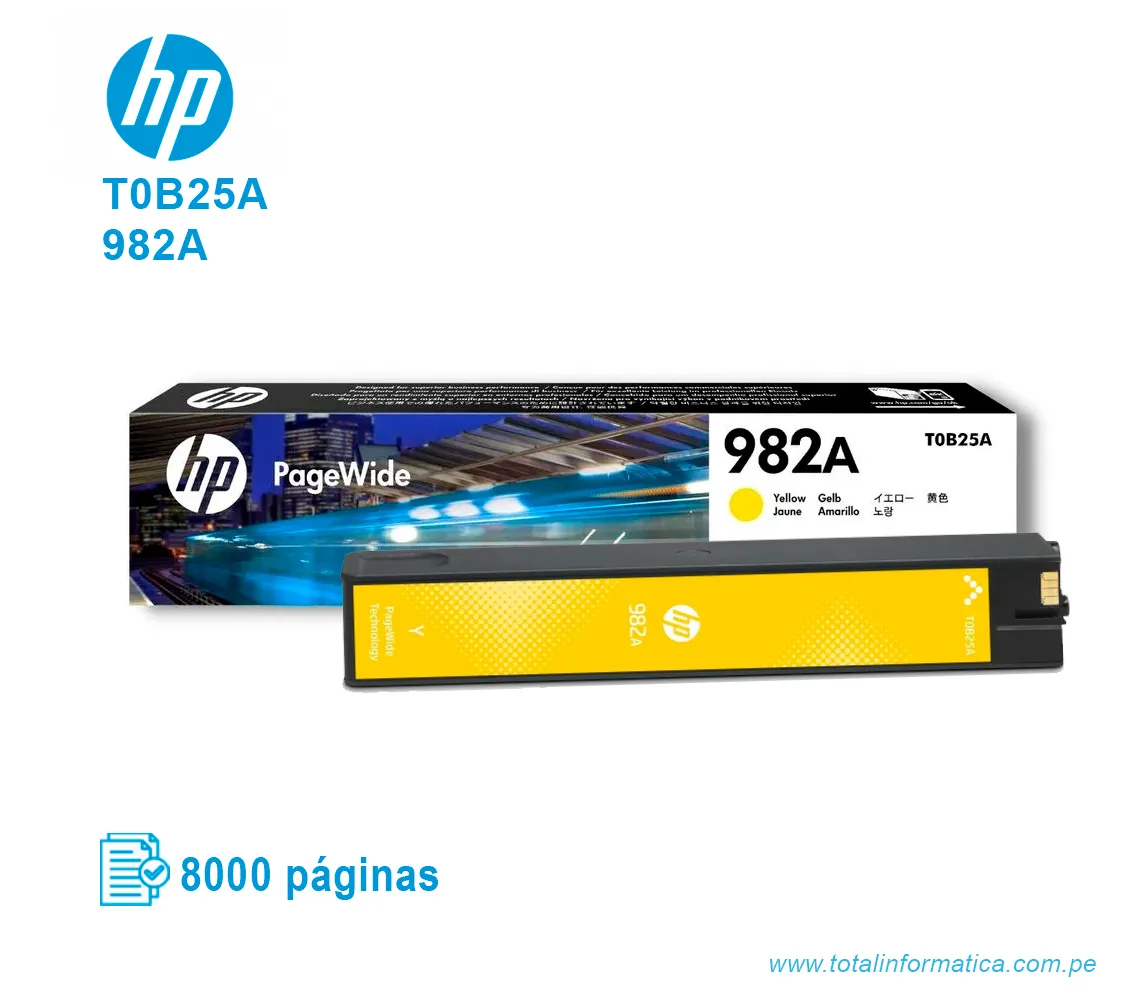 TINTA HP 982A YELLOW ( T0B25A ) 8,000 PÁG - imagen 2