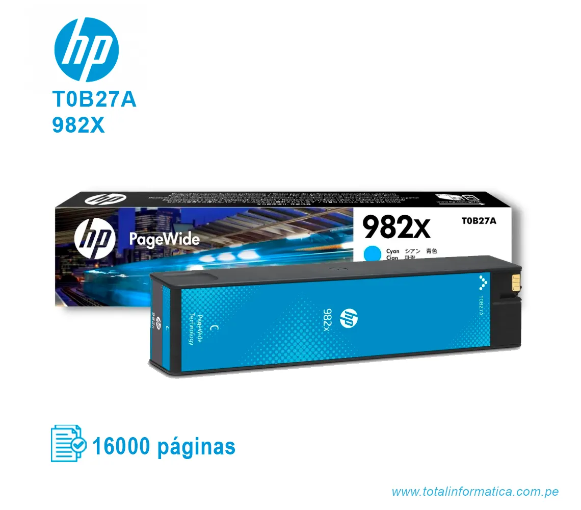 TINTA HP 982X CYAN ( T0B27A ) 16,000 PÁG - imagen 2
