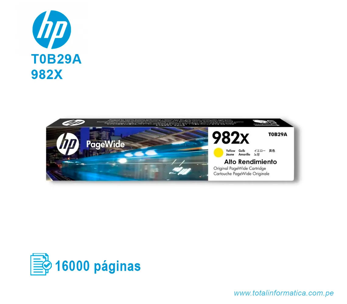 TINTA HP 982X YELLOW ( T0B29A ) 16,000 PÁG - imagen 1