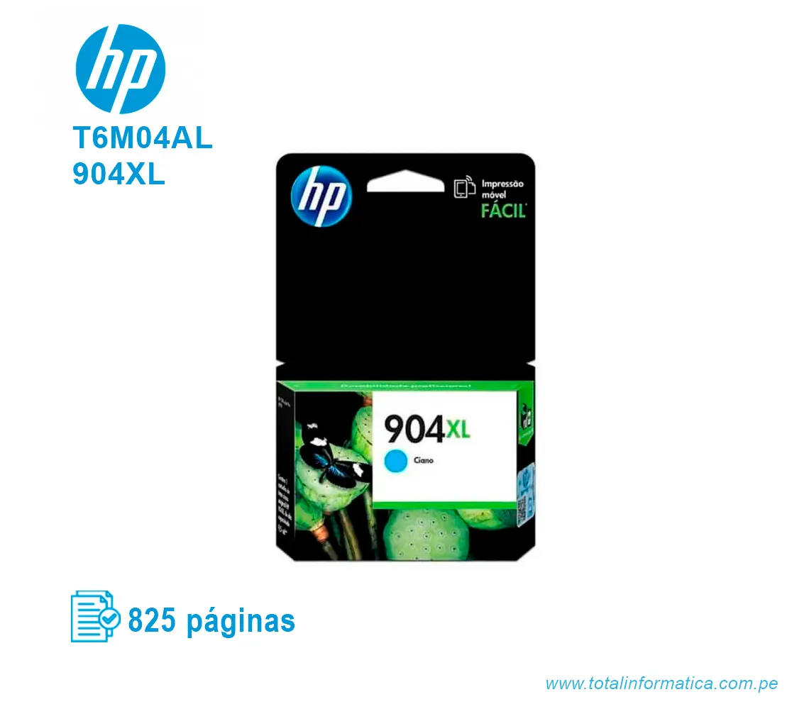 TINTA HP 904XL CYAN ( T6M04AL ) OFFICEJET PRO 6961, 825 PGS - imagen 1