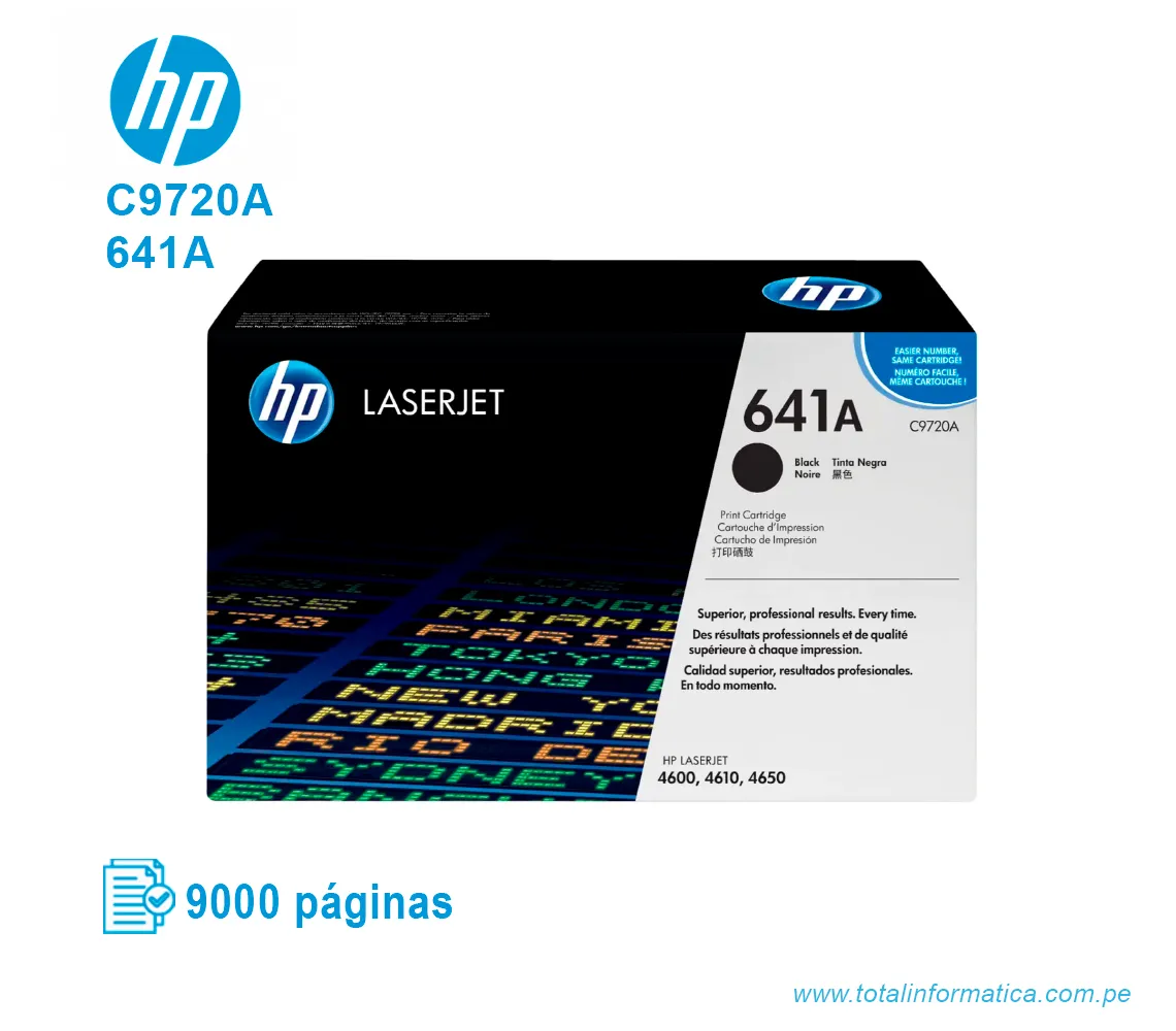 TONER HP 641A BLACK ( C9720A ) LASERJET 4600, 9K PGS - imagen 1