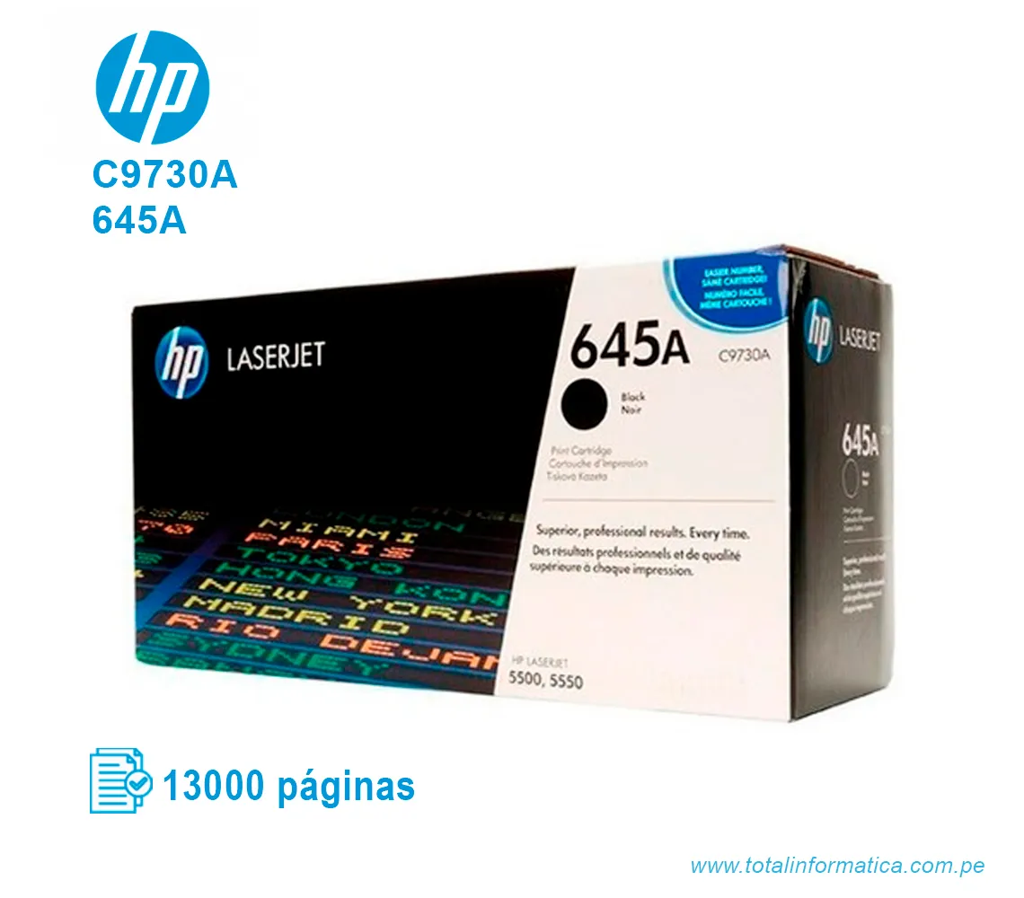 TONER HP 645A BLACK ( C9730A ) LASERJET 5500, 13K PGS - imagen 1