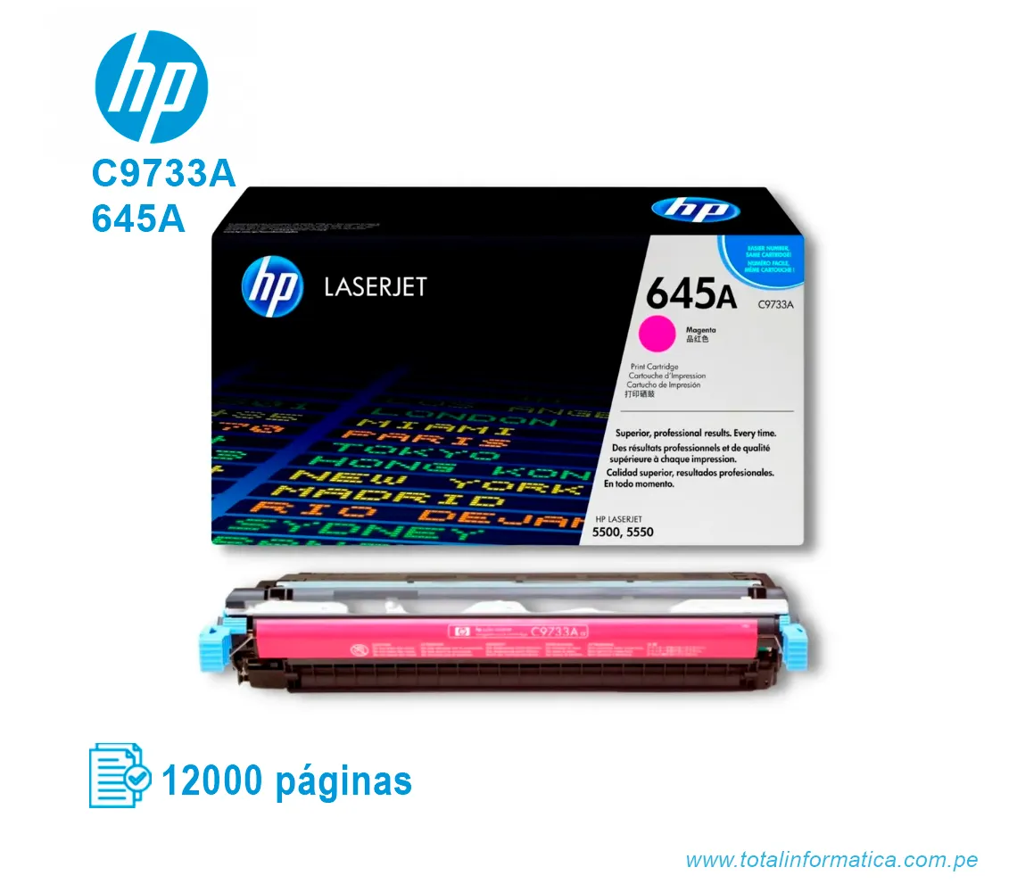 TONER HP 645A MAGENTA ( C9733A ) LASERJET 5500, 12K PGS - imagen 2