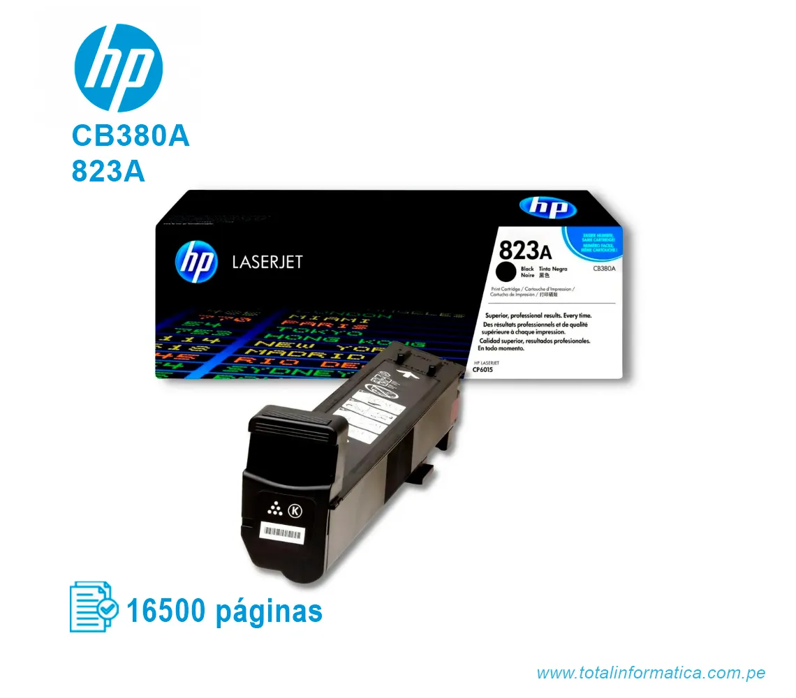 TONER HP 823A BLACK ( CB380A ) LASERJET COLOR CP6015, 16500 PGS - imagen 2
