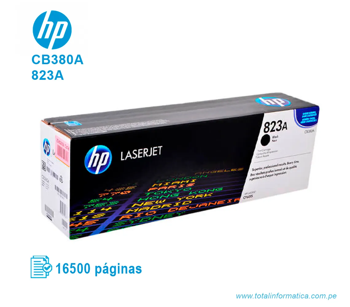 TONER HP 823A BLACK ( CB380A ) LASERJET COLOR CP6015, 16500 PGS - imagen 1