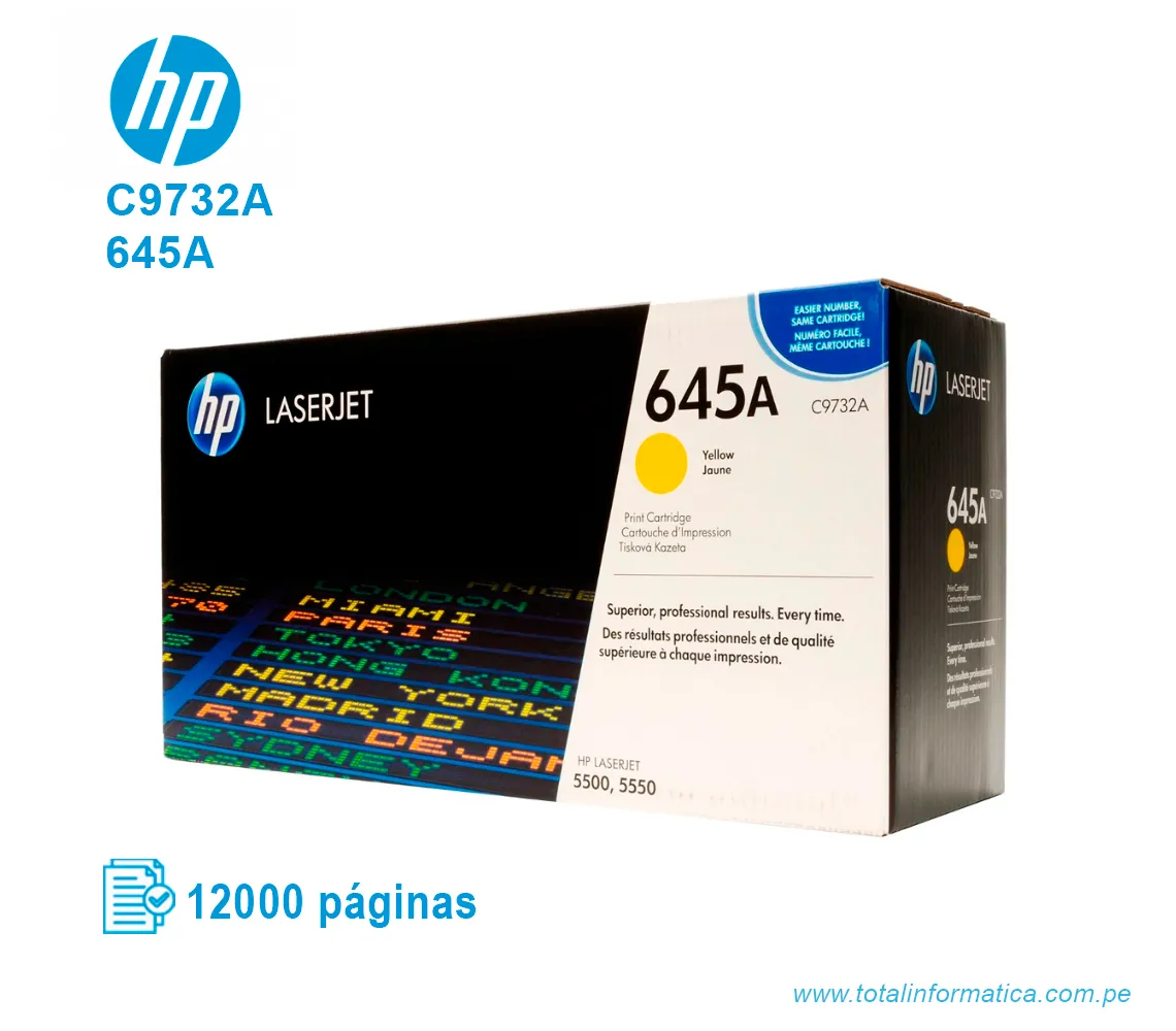 TONER HP 645A YELLOW ( C9732A ) LASERJET 5500, 12K PGS - imagen 1