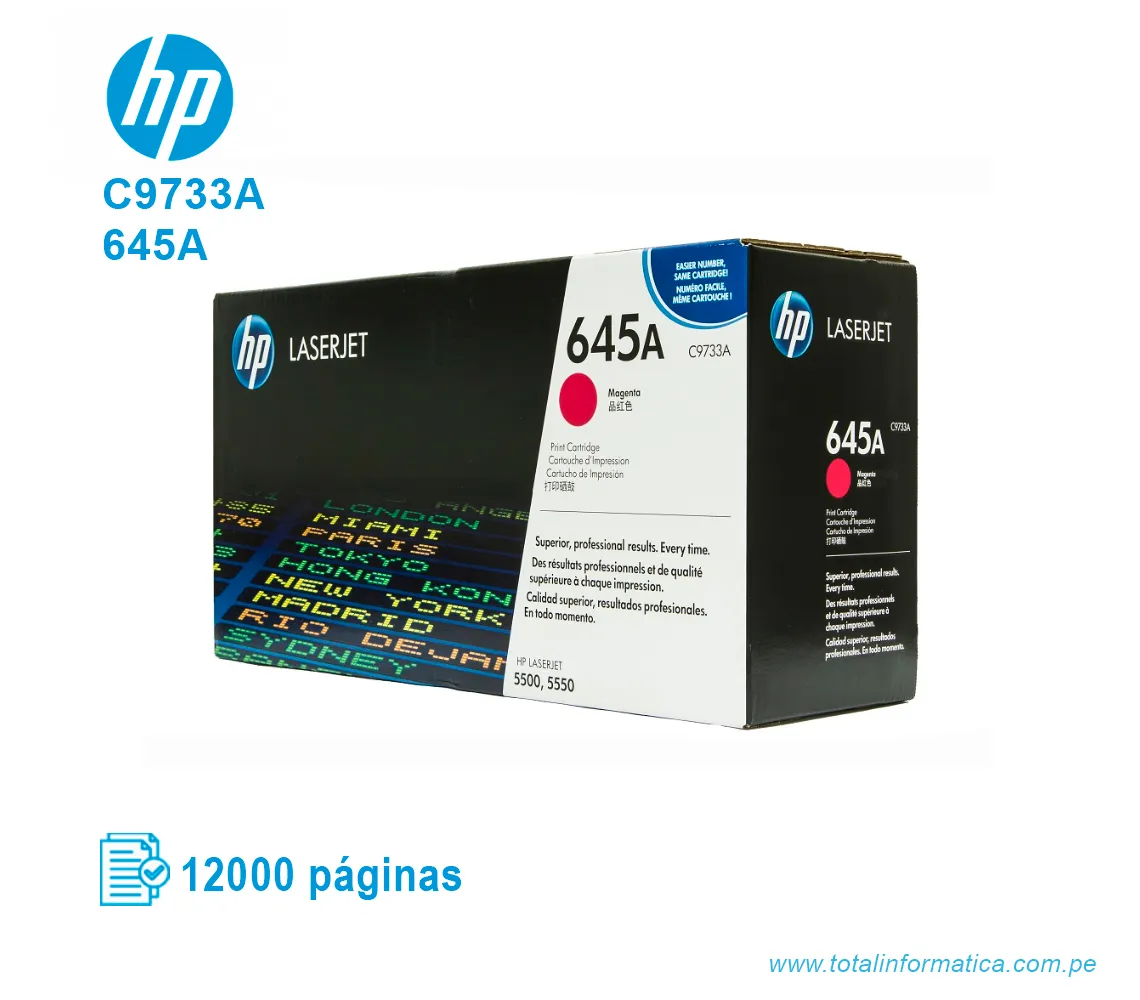 TONER HP 645A MAGENTA ( C9733A ) LASERJET 5500, 12K PGS - imagen 1