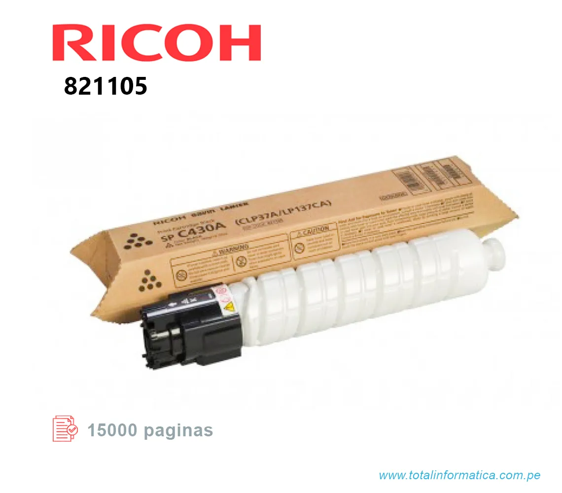 TONER RICOH 821105 BLACK  SP C430A 15KPG - imagen 2