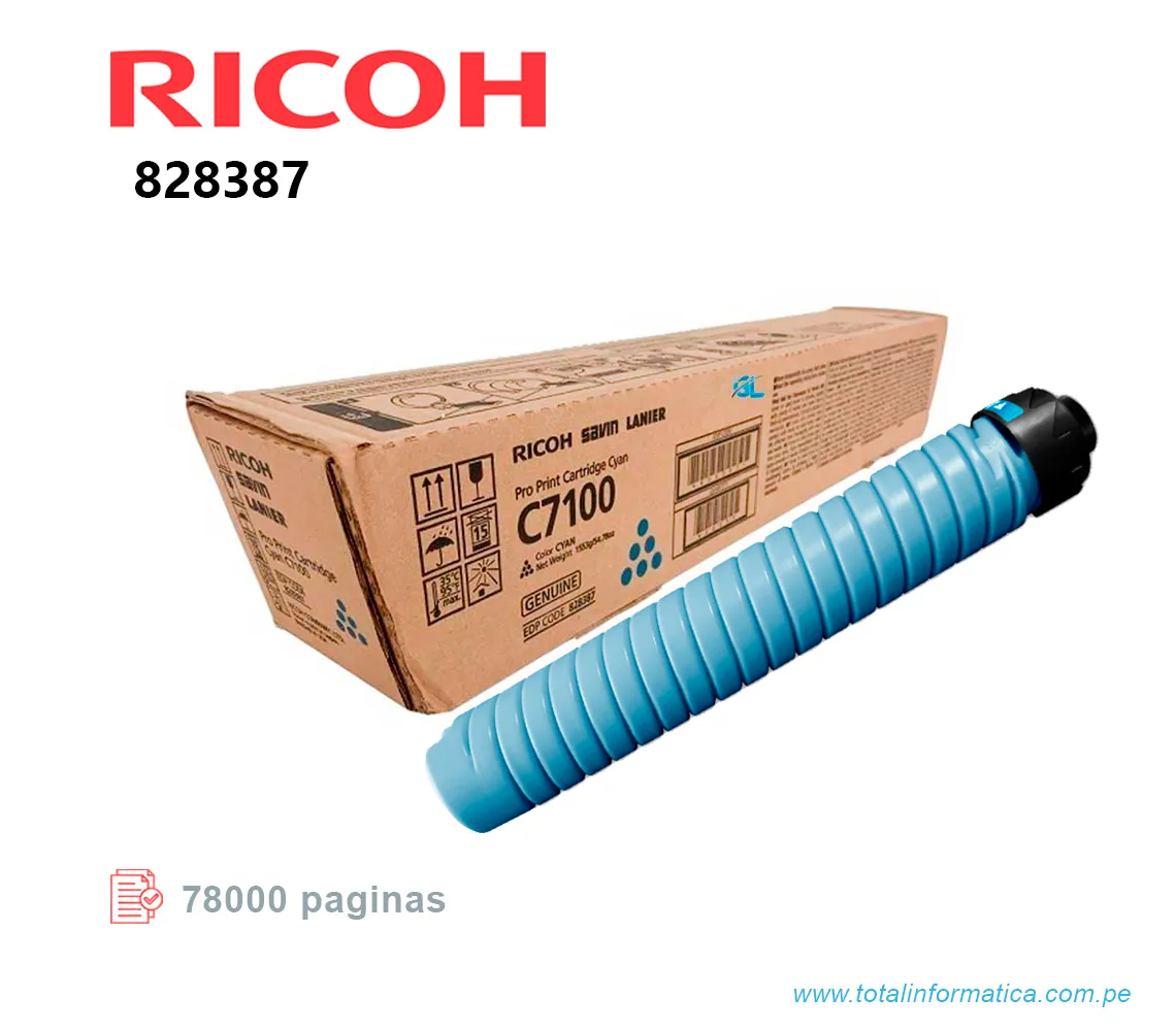 TONER RICOH 828387 CYAN PRO C7100 78KPG - imagen 2