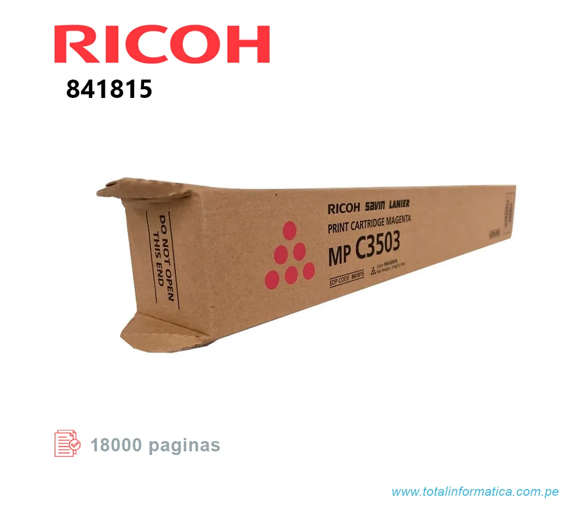 TONER RICOH 841815 MAGENTA, MP C3003, C3503 18 KPG  - imagen 1