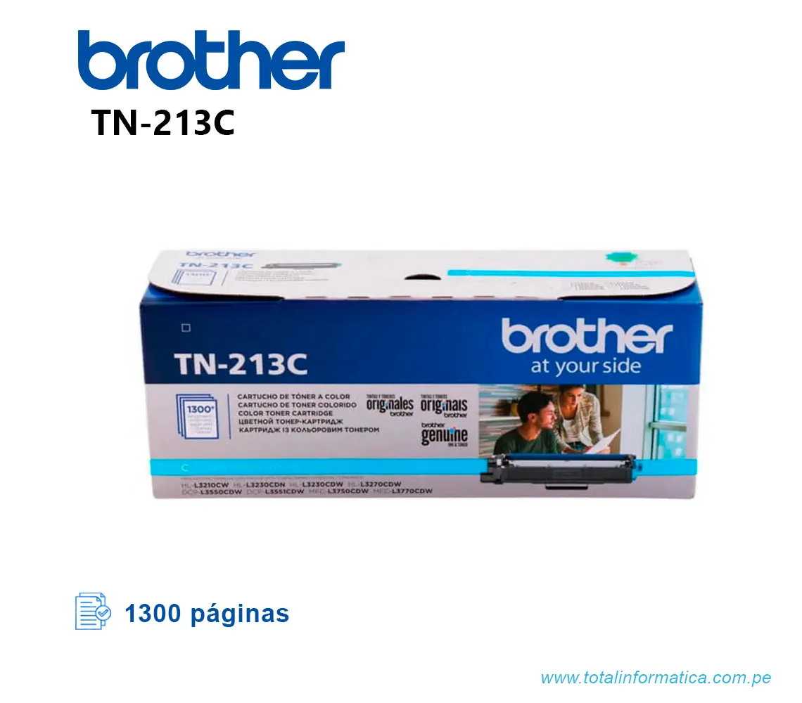 TONER BROTHER TN213C CIAN, PARA L3270, L3750, 1300 PAG - imagen 1