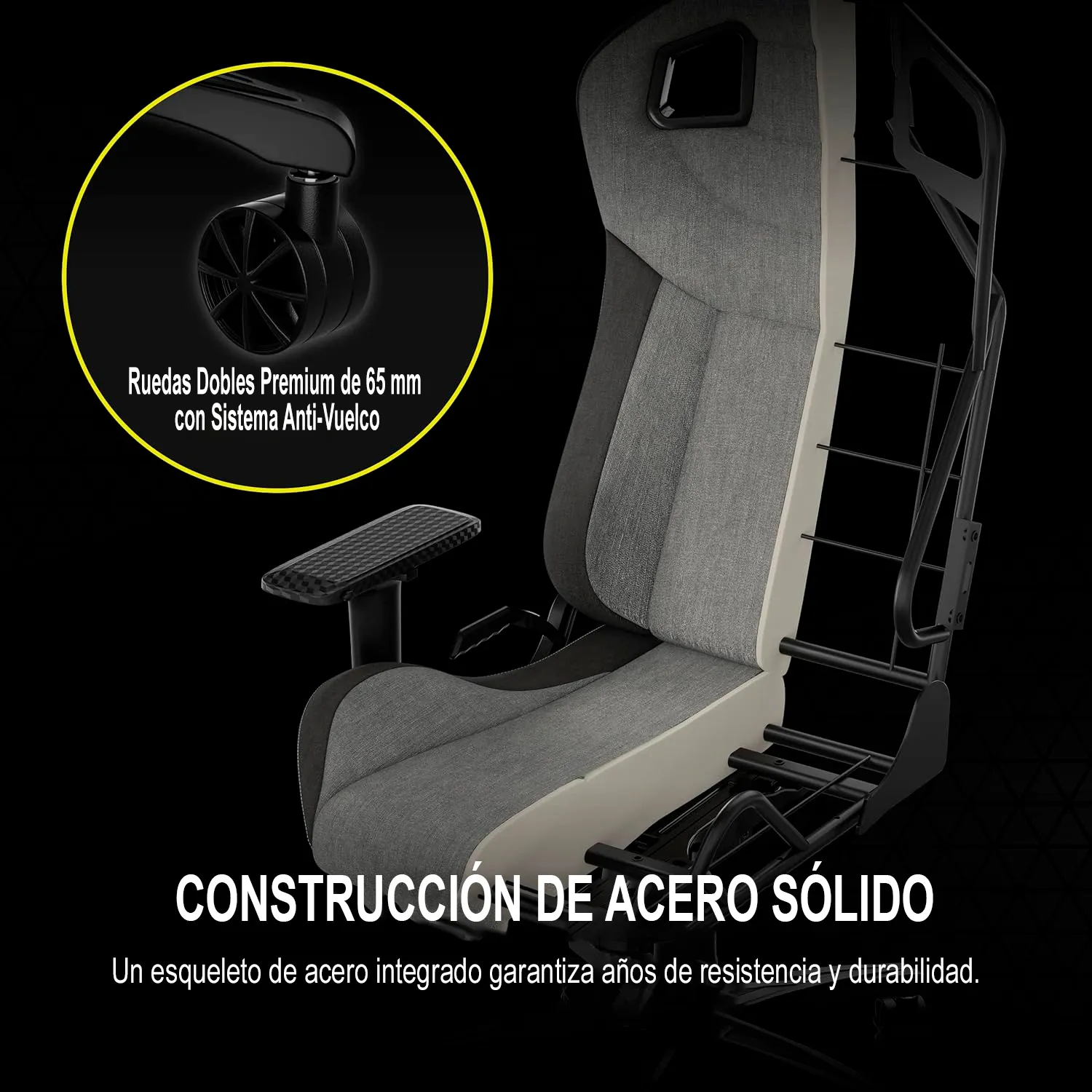 SILLA GAMING CORSAIR T3 RUSH-GRIS/CARBON(CF-9010056-WW) - imagen 5