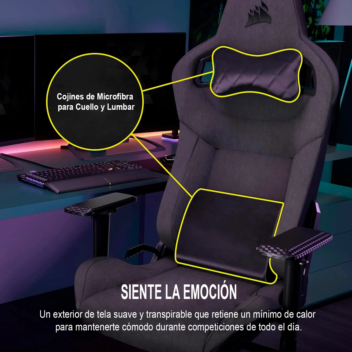 SILLA GAMING CORSAIR T3 RUSH-CARBON(CF-9010057-WW) - imagen 4